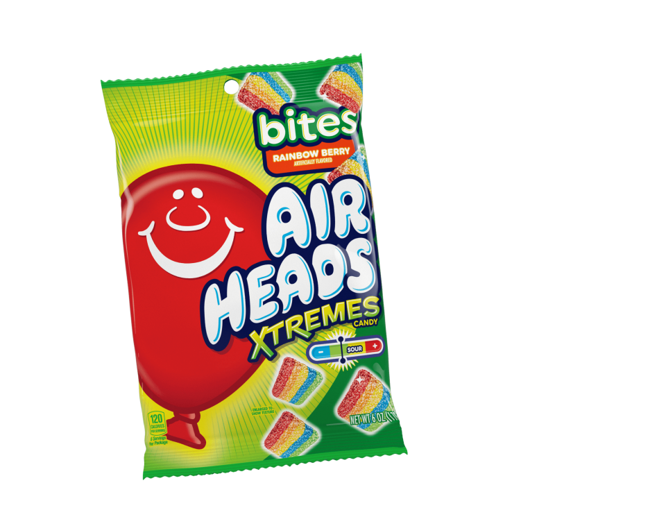 A package of Rainbow Berry Airheads Xtremes Bites.